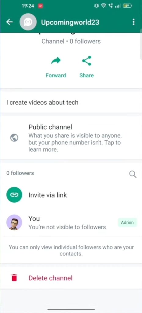 how to create whatsapp channel on android